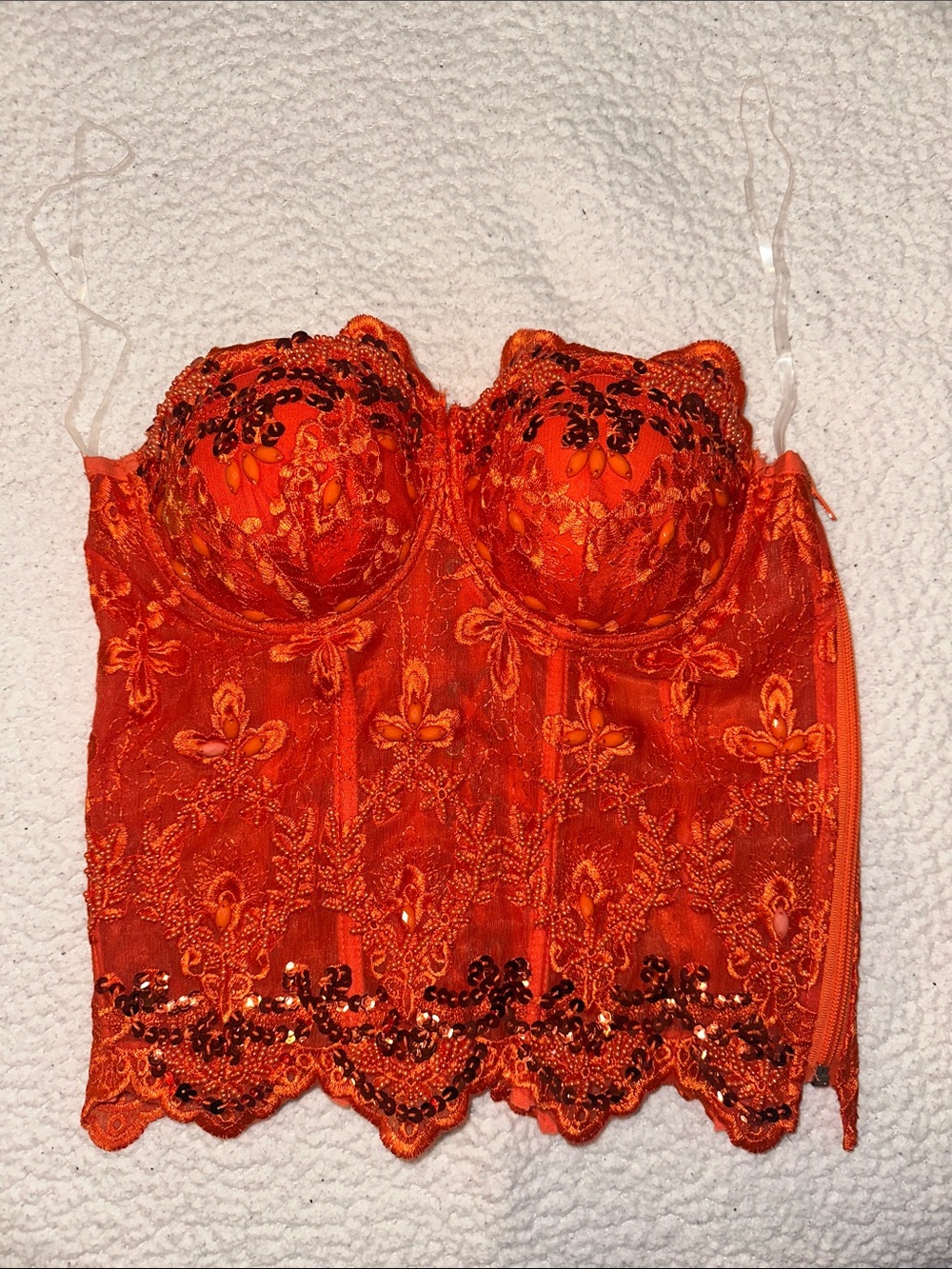 Ornate Orange Lace Bustier Camisole